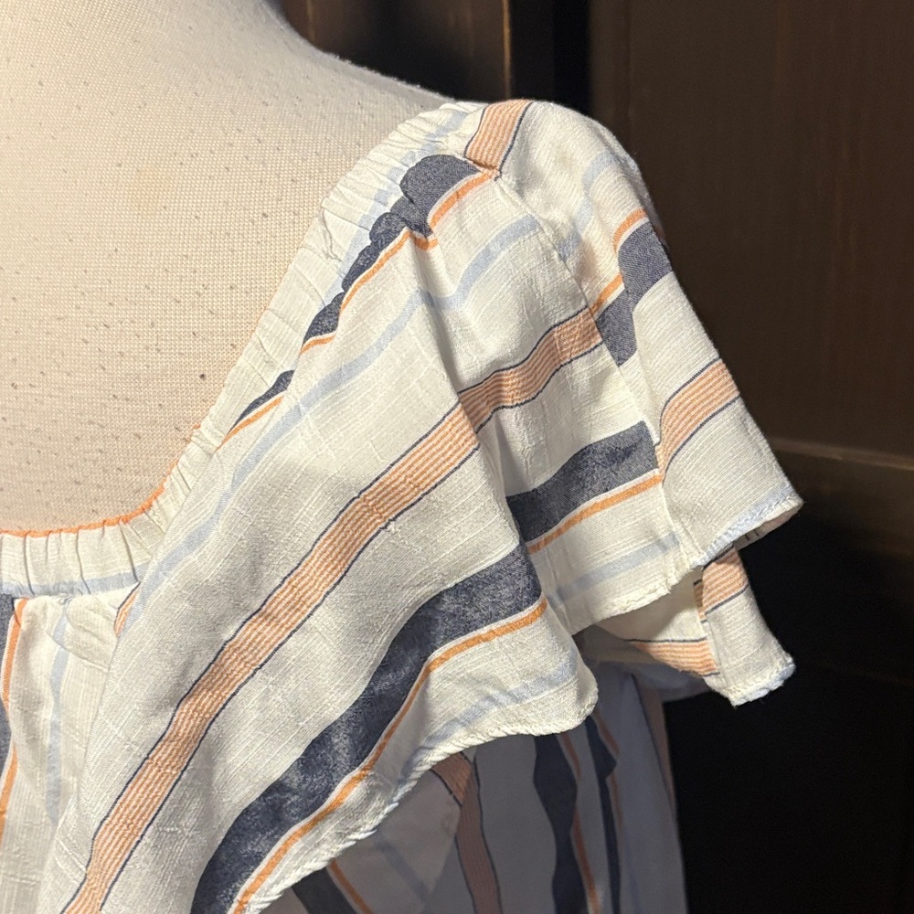 Chic Ruffled Striped Blouse - Picture 8 of 9